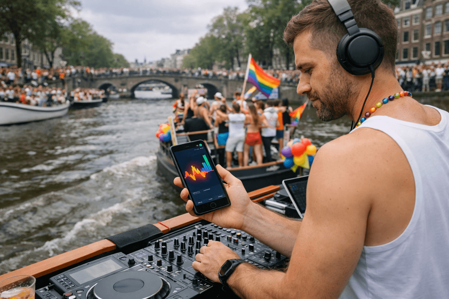 Boat DJ using the same PrideSync flow on live event day