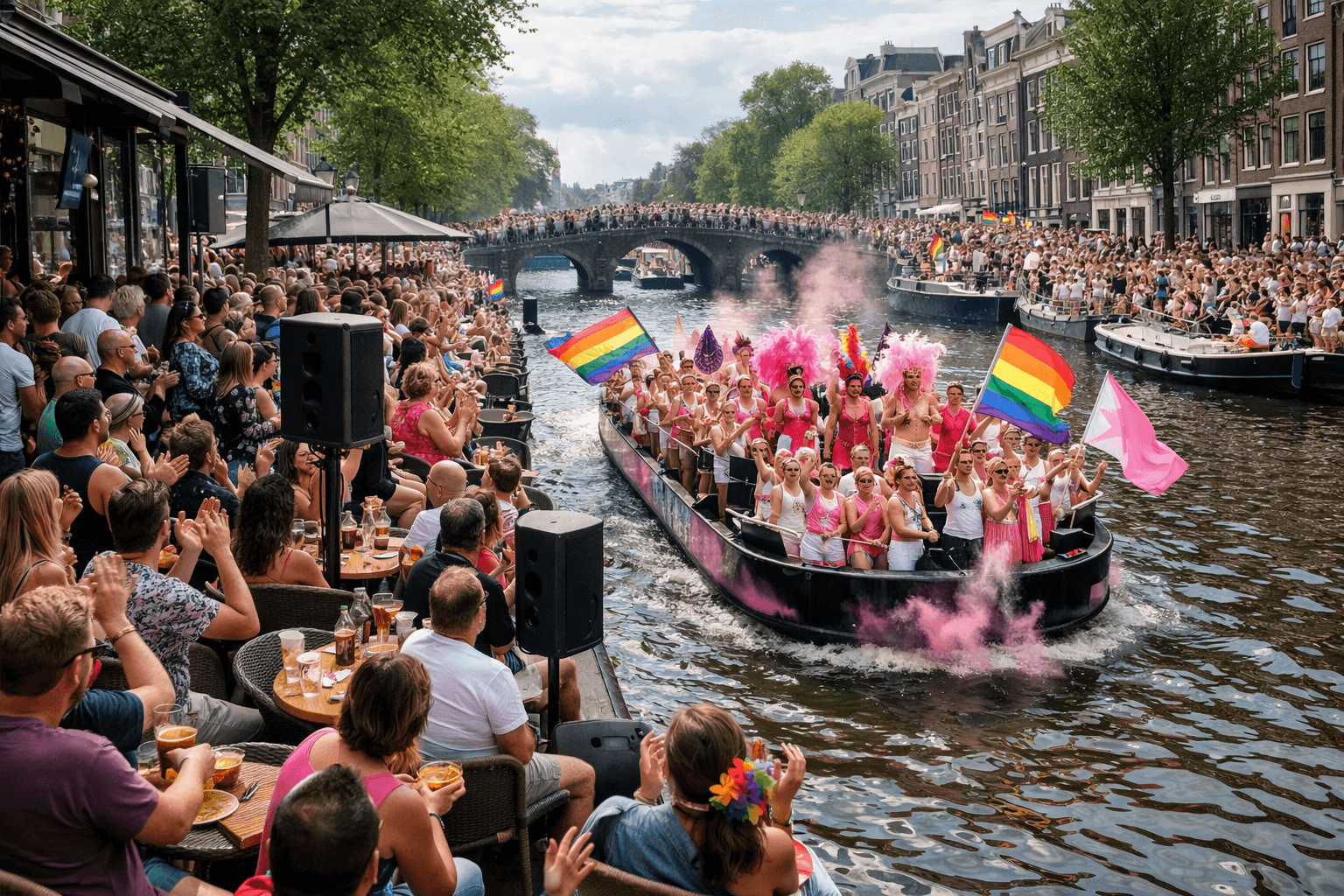 Canal-side venue hearing the nearest relevant Pride boat